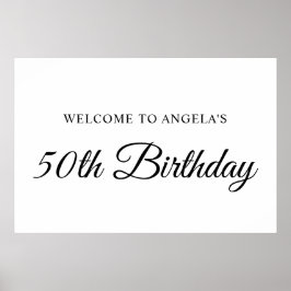 Poster Elegante Script 50th Birthday Welcome