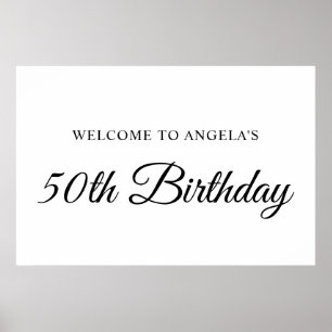 Poster Elegante Script 50th Birthday Welcome
