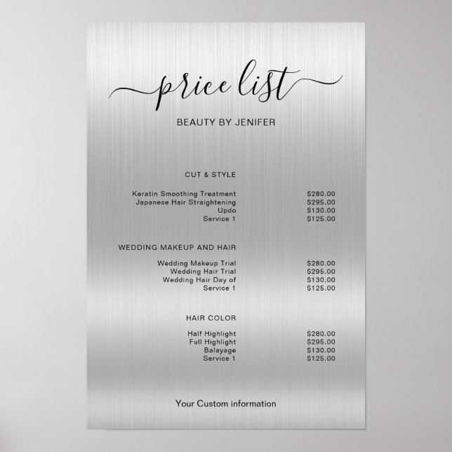 Poster Elegante Silver Glitter Salon (Frente)