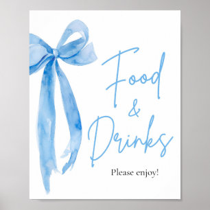 Poster Elegante Sinal de Arco Azul Dusty e Comida e Bebid