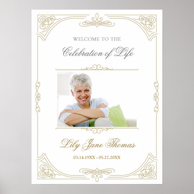 Poster Elegante sinal de boas-vindas do Funeral do Swirl  (Frente)