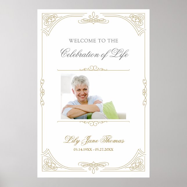 Poster Elegante sinal de boas-vindas do Funeral do Swirl  (Frente)