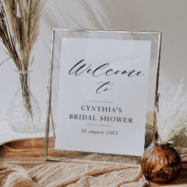 Poster elegante sinal de boas-vindas para chá de lingerie