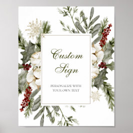 Poster Elegante Sinal de Texto Personalizado Evergreen de