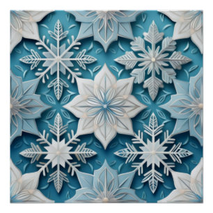 Pôster Elegante Snowflake Pattern para Winter Décor