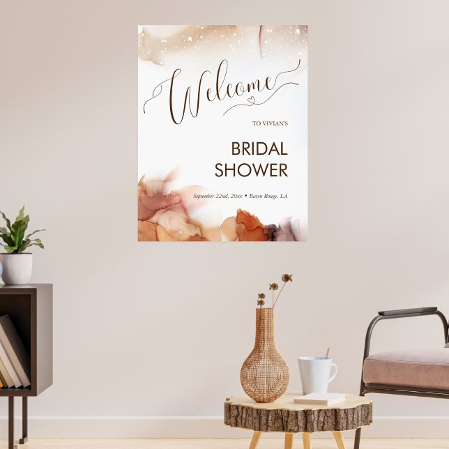 Poster Elegante Sonho Laranja Bridal Shower Boas-Vindas (Sala de Estar 3)