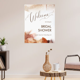 Poster Elegante Sonho Laranja Tinta Banho de Noiva Bem-Vi