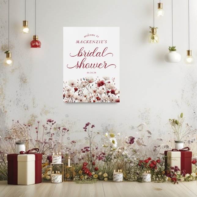 Poster Elegante Summer Wildflower Chá de panela Bem-vindo (Elegant Summer Wildflower Bridal Shower Welcome Poster)