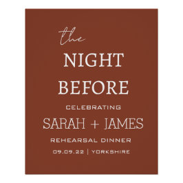 Pôster Elegante Terracotta na Noite Antes do Casamento