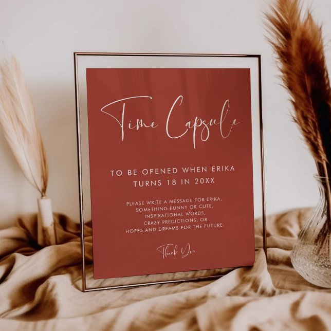 Poster Elegante Terracotta primeiro aniversario da cápsul (Criador carregado)