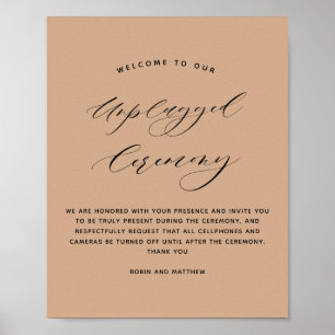 Poster Elegante Terracotta Unplugged Ceremony Wedding Sig