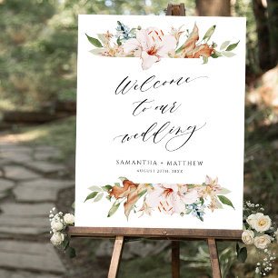 Poster Elegante Terthy Blooms, Sage Weding Sign Bem-vindo