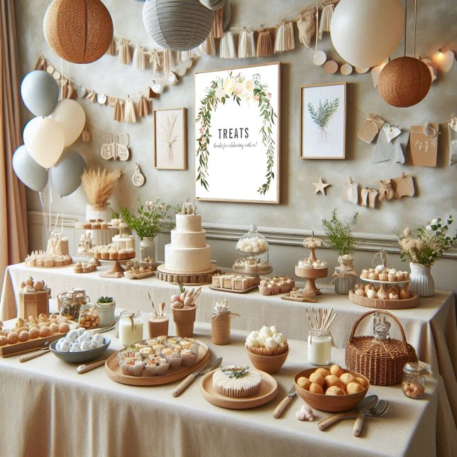 Poster Elegante trata Chá Rosa Mesa bebê  (Criador carregado)