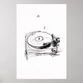Poster Elegante Turntable com o Notes Sketch - Premium