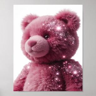 Poster Elegante Urso de pelúcia cor-de-rosa PRATA COM BRI
