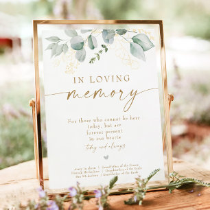Poster Elegante Verde e Dourado no casamento da memória