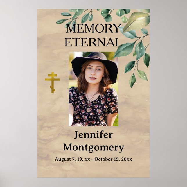 Poster Elegante Verde Ortodoxo Funeral (Frente)