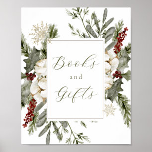 Poster Elegante Winter Evergreen Books and Gift Sign (Sin