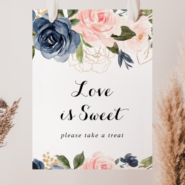 Poster Elegante Winter Floral Love Is Sweet Sign (Criador carregado)