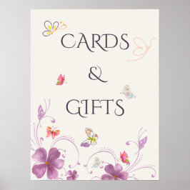Poster Elegantes Borboletas Cartões e Presentes para Chá 