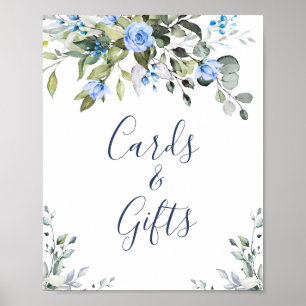 Poster Elegantes Cartões e Presentes de Rosas Azuis de Eu