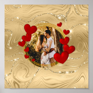Poster Elegantes Dia dos Namorados, Amor, Corações Vermel