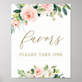 Poster Elegantes Favores de Tratamento Floral de Aquarela