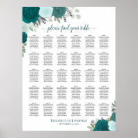Elegantes Rosas Azul Verde 30 Gráfico de Assentos