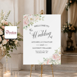 Poster Elegantes Rosas Cor-de-rosa Macias Casamento Bem-v