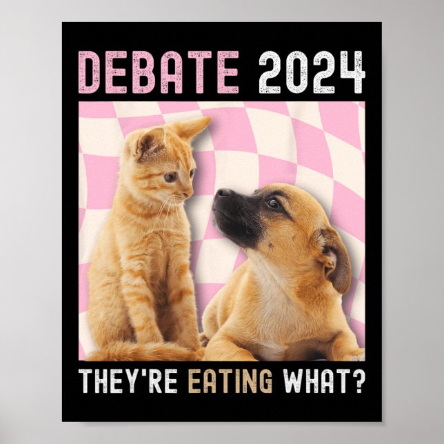Poster Eleições 2024 Pets Dog Cat que estão comendo W (Frente)