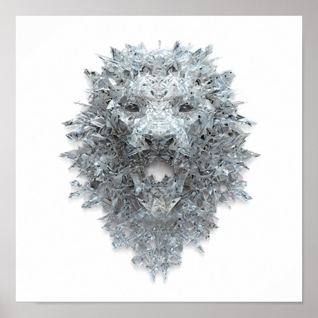 Poster Elemental Abstract Art: Crystallized Guardian Lion (Frente)