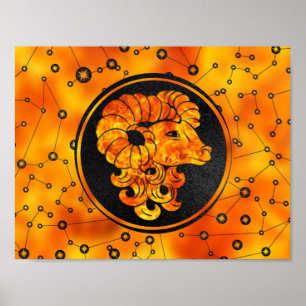 Pôster Elemento do fogo do sinal do zodíaco do Aries