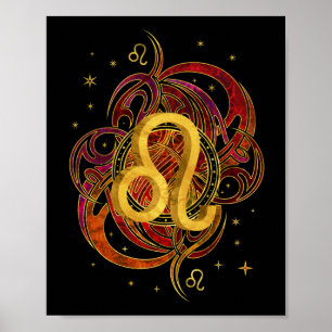 Poster Elemento do fogo do zodíaco de Leo