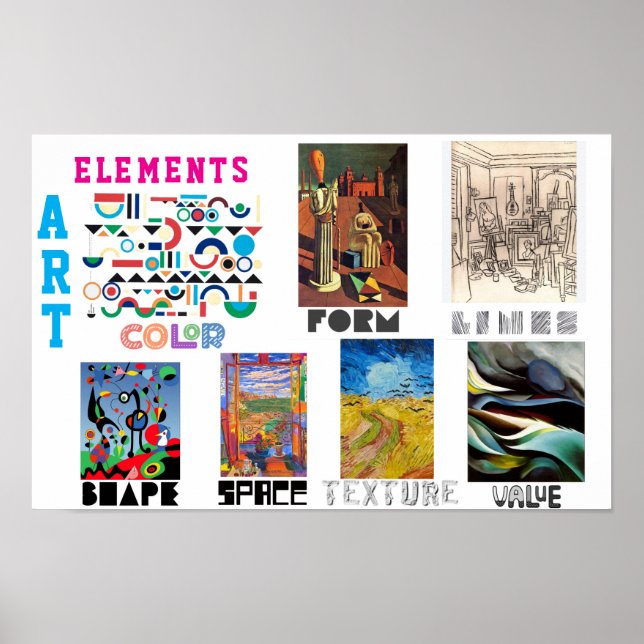 Poster Elementos da Arte - Pinturas Famosas (Frente)