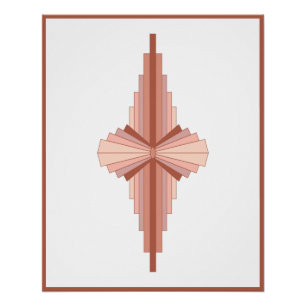 Pôster Elementos de arte deco numa paleta dourada rosa