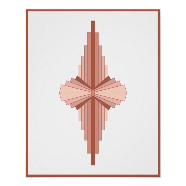 Pôster Elementos de arte deco numa paleta dourada rosa (Frente)