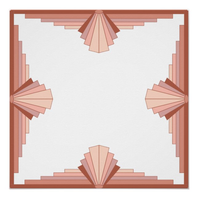 Pôster Elementos de arte deco numa paleta dourada rosa (Frente)