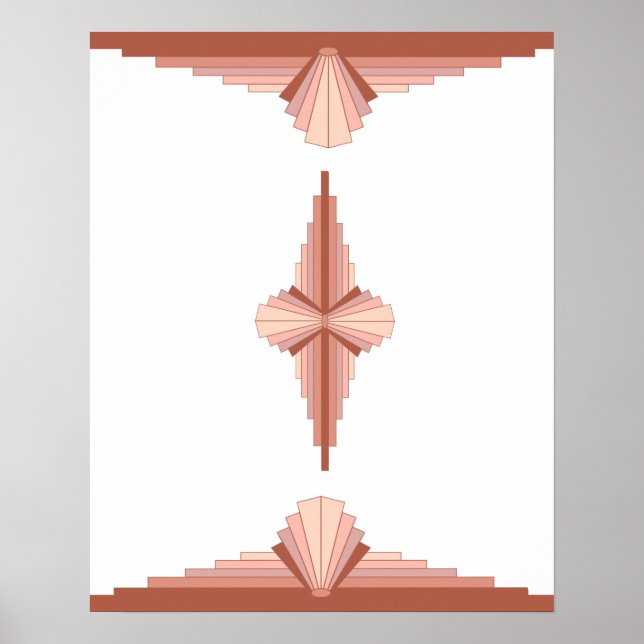 Poster Elementos de arte deco numa paleta dourada rosa (Frente)
