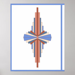 Poster Elementos de decoração de arte em ouro e azul ro
