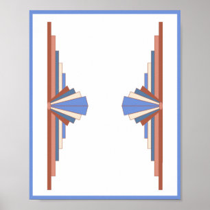 Poster Elementos de decoração de arte em ouro e azul ro