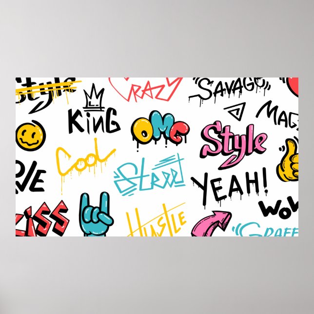 Poster Elementos de inscrição do grafite de rua abstrato  (Frente)