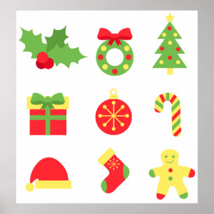 Poster Elementos decorativos de Natal
