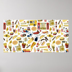 Poster elementos desenhados à mão no festival de caminhõe