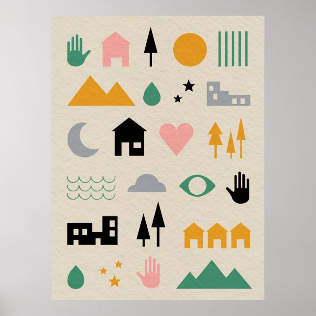 Poster Elementos Minimalistas Escandinavos de Harmonia (Frente)