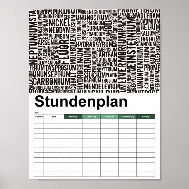 Pôster Elementos Químicos (Frente)