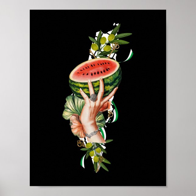 Poster Elementos tradicionais da Palestina no mapa palest (Frente)