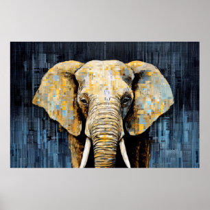Poster Elephant Animal Art Decor Paint Mosaico