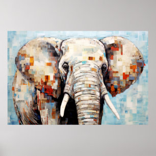 Poster Elephant Animal Art Decor Paint Mosaico