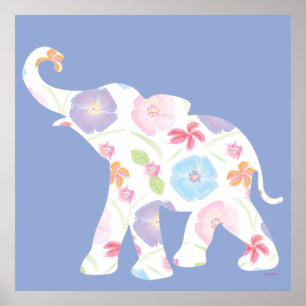 Poster Elephant Art Watercolor Pattern Graphic Modern