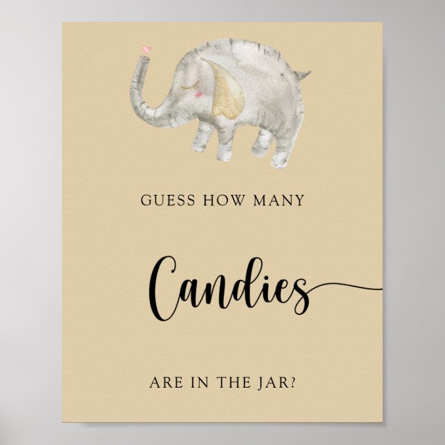Poster Elephant Balloon - adivinhem quantas doces (Frente)